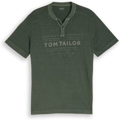TOM TAILOR Herren Henley T-Shirt im Used-Look, grün, Uni, Gr. XXXL TOM TAILOR Herren Henley T-Shirt im Used-Look, grün, Uni, Gr. XXXL