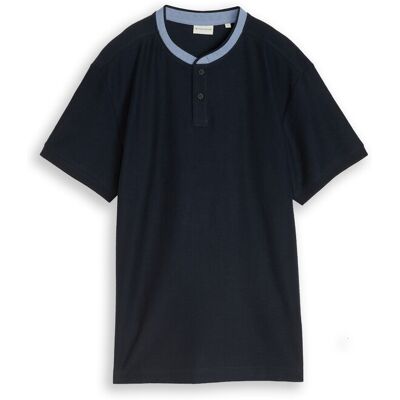 TOM TAILOR Herren Poloshirt mit Stehkragen, blau, Uni, Gr. S TOM TAILOR Herren Poloshirt mit Stehkragen, blau, Uni, Gr. S