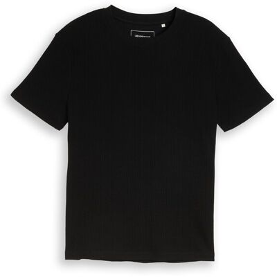 TOM TAILOR DENIM Herren T-Shirt mit Waffelstruktur, schwarz, Uni, Gr. L TOM TAILOR DENIM Herren T-Shirt mit Waffelstruktur, schwarz, Uni, Gr. L