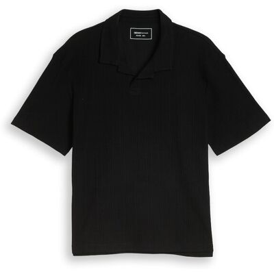 TOM TAILOR DENIM Herren Relaxed Fit Poloshirt mit Waffelstruktur, schwarz, Uni, Gr. L TOM TAILOR DENIM Herren Relaxed Fit Poloshirt mit Waffelstruktur, schwarz, Uni, Gr. L
