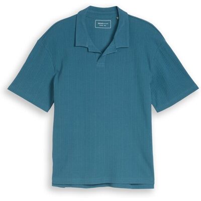 TOM TAILOR DENIM Herren Relaxed Fit Poloshirt mit Waffelstruktur, blau, Uni, Gr. L TOM TAILOR DENIM Herren Relaxed Fit Poloshirt mit Waffelstruktur, blau, Uni, Gr. L