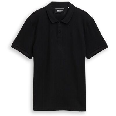 TOM TAILOR DENIM Herren Poloshirt mit Rippstruktur, schwarz, Uni, Gr. XS TOM TAILOR DENIM Herren Poloshirt mit Rippstruktur, schwarz, Uni, Gr. XS