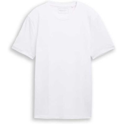 TOM TAILOR DENIM Herren Basic Piqué T-Shirt, weiß, Uni, Gr. S TOM TAILOR DENIM Herren Basic Piqué T-Shirt, weiß, Uni, Gr. S