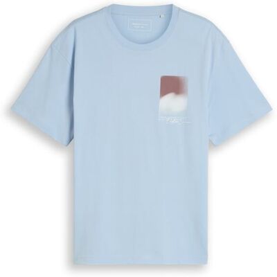TOM TAILOR DENIM Herren Relaxed Fit T-Shirt mit Print, blau, Uni, Gr. XXL TOM TAILOR DENIM Herren Relaxed Fit T-Shirt mit Print, blau, Uni, Gr. XXL
