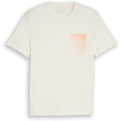 TOM TAILOR DENIM Herren T-Shirt mit Print, weiß, Uni, Gr. L TOM TAILOR DENIM Herren T-Shirt mit Print, weiß, Uni, Gr. L