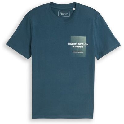 TOM TAILOR DENIM Herren T-Shirt mit Print, grün, Uni, Gr. M TOM TAILOR DENIM Herren T-Shirt mit Print, grün, Uni, Gr. M