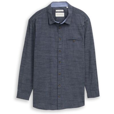 TOM TAILOR Herren Plus Size - Regular Fit Hemd mit Turn-Up-Funktion, blau, Uni, Gr. 4XL TOM TAILOR Herren Plus Size - Regular Fit Hemd mit Turn-Up-Funktion, blau, Uni, Gr. 4XL