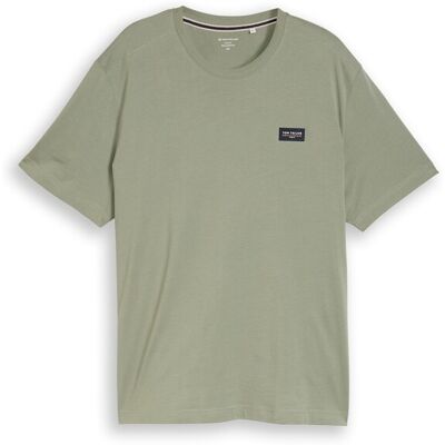 TOM TAILOR Herren Plus Size - T-Shirt aus Baumwolle mit Logo-Badge, grün, Uni, Gr. 2XL TOM TAILOR Herren Plus Size - T-Shirt aus Baumwolle mit Logo-Badge, grün, Uni, Gr. 2XL