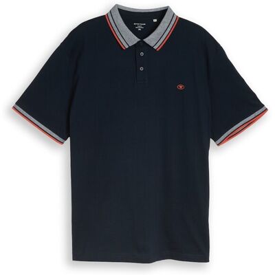 TOM TAILOR Herren Plus Size - Piqué Poloshirt mit Logo-Print, blau, Uni, Gr. 2XL TOM TAILOR Herren Plus Size - Piqué Poloshirt mit Logo-Print, blau, Uni, Gr. 2XL