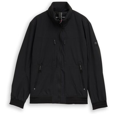 TOM TAILOR Herren Blouson Jacke mit verstaubarer Kapuze, schwarz, Uni, Gr. S TOM TAILOR Herren Blouson Jacke mit verstaubarer Kapuze, schwarz, Uni, Gr. S