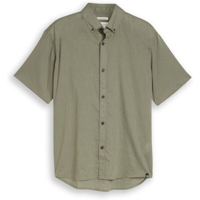 TOM TAILOR DENIM Herren Relaxed Fit Kurzarmhemd mit Leinenanteil, grün, Uni, Gr. XL TOM TAILOR DENIM Herren Relaxed Fit Kurzarmhemd mit Leinenanteil, grün, Uni, Gr. XL