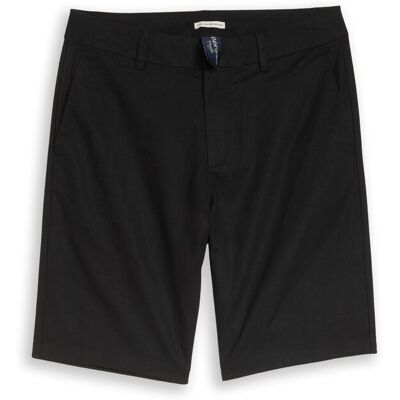 TOM TAILOR DENIM Herren TTRELAXED Chino Shorts mit Leinenanteil, schwarz, Uni, Gr. S TOM TAILOR DENIM Herren TTRELAXED Chino Shorts mit Leinenanteil, schwarz, Uni, Gr. S