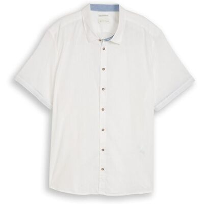TOM TAILOR Herren Plus Size - Regular Fit Kurzarmhemd mit Leinenanteil, weiß, Uni, Gr. 2XL TOM TAILOR Herren Plus Size - Regular Fit Kurzarmhemd mit Leinenanteil, weiß, Uni, Gr. 2XL