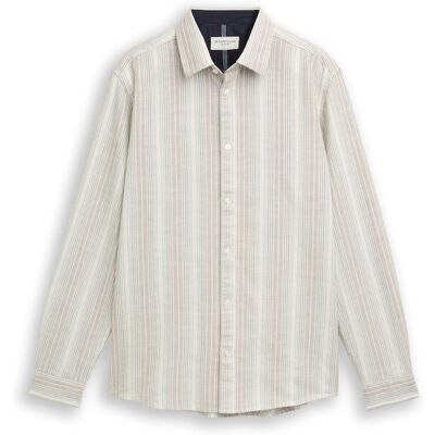 TOM TAILOR Herren Regular Fit Hemd mit Streifenmuster, weiß, Gestreift, Gr. M TOM TAILOR Herren Regular Fit Hemd mit Streifenmuster, weiß, Gestreift, Gr. M