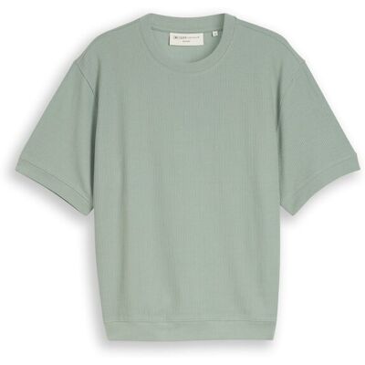 TOM TAILOR DENIM Herren Relaxed Fit T-Shirt im Sweatshirt-Style, grün, Uni, Gr. S TOM TAILOR DENIM Herren Relaxed Fit T-Shirt im Sweatshirt-Style, grün, Uni, Gr. S