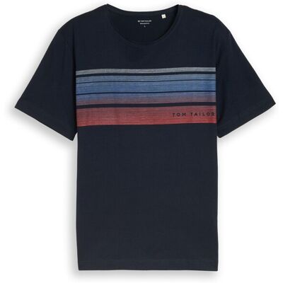TOM TAILOR Herren T-Shirt mit Print auf der Brust, blau, Uni, Gr. S TOM TAILOR Herren T-Shirt mit Print auf der Brust, blau, Uni, Gr. S