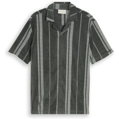 TOM TAILOR Herren Regular Fit Frottee Kurzarmhemd mit Streifenmuster, grün, Uni, Gr. M TOM TAILOR Herren Regular Fit Frottee Kurzarmhemd mit Streifenmuster, grün, Uni, Gr. M