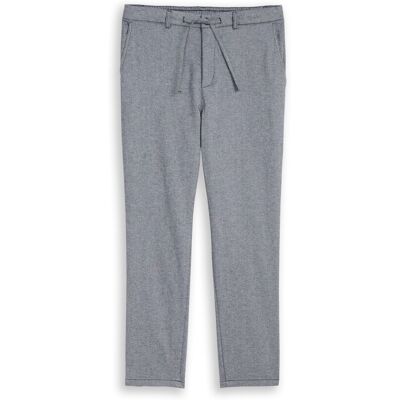 TOM TAILOR Herren Regular Tapered Chino Hose mit Kordelzug, blau, Meliert, Gr. XXL TOM TAILOR Herren Regular Tapered Chino Hose mit Kordelzug, blau, Meliert, Gr. XXL