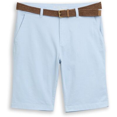 TOM TAILOR Herren Regular Chino Shorts mit Gürtel, blau, Uni, Gr. 28 TOM TAILOR Herren Regular Chino Shorts mit Gürtel, blau, Uni, Gr. 28