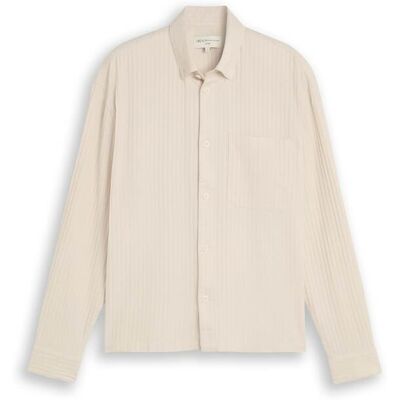 TOM TAILOR DENIM Herren Loose Fit Hemd aus Baumwolle, beige, Uni, Gr. XXL TOM TAILOR DENIM Herren Loose Fit Hemd aus Baumwolle, beige, Uni, Gr. XXL