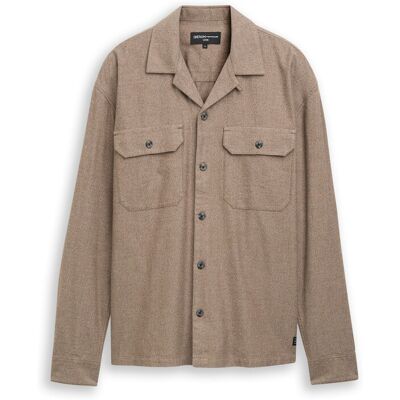 TOM TAILOR DENIM Herren Loose Fit Oxford Hemd, braun, Meliert, Gr. S TOM TAILOR DENIM Herren Loose Fit Oxford Hemd, braun, Meliert, Gr. S