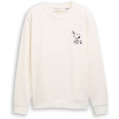 TOM TAILOR DENIM Herren Relaxed Fit Sweatshirt mit Snoopy-Rückenprint, braun, Uni, Gr. M TOM TAILOR DENIM Herren Relaxed Fit Sweatshirt mit Snoopy-Rückenprint, braun, Uni, Gr. M