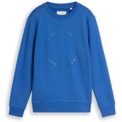 TOM TAILOR Jungen Basic Sweatshirt mit Print, blau, Uni, Gr. 152 TOM TAILOR Jungen Basic Sweatshirt mit Print, blau, Uni, Gr. 152