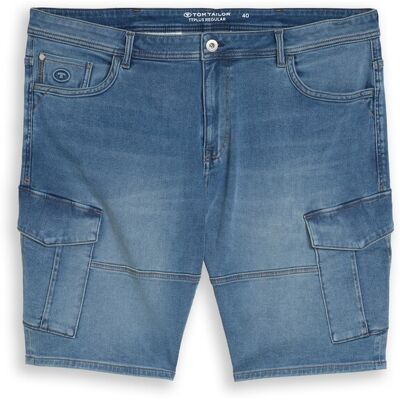 TOM TAILOR Herren Plus Size - Cargo Jeans Shorts, blau, Uni, Gr. 44 TOM TAILOR Herren Plus Size - Cargo Jeans Shorts, blau, Uni, Gr. 44