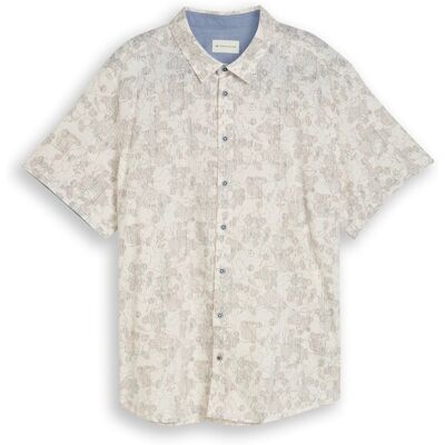 TOM TAILOR Herren Plus Size - Kurzarmhemd mit Muster, weiß, Gemustert, Gr. 2XL TOM TAILOR Herren Plus Size - Kurzarmhemd mit Muster, weiß, Gemustert, Gr. 2XL