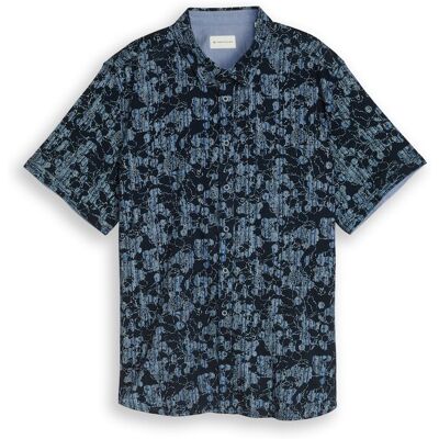 TOM TAILOR Herren Plus Size - Kurzarmhemd mit Muster, blau, Gemustert, Gr. 3XL TOM TAILOR Herren Plus Size - Kurzarmhemd mit Muster, blau, Gemustert, Gr. 3XL
