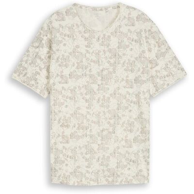 TOM TAILOR Herren Plus Size - T-Shirt mit Allover-Print, weiß, Gemustert, Gr. 4XL TOM TAILOR Herren Plus Size - T-Shirt mit Allover-Print, weiß, Gemustert, Gr. 4XL