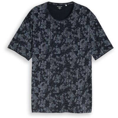 TOM TAILOR Herren Plus Size - T-Shirt mit Allover-Print, blau, Gemustert, Gr. 2XL TOM TAILOR Herren Plus Size - T-Shirt mit Allover-Print, blau, Gemustert, Gr. 2XL