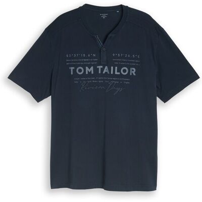 TOM TAILOR Herren Plus Size - Henley T-Shirt im Used-Look, blau, Uni, Gr. 2XL TOM TAILOR Herren Plus Size - Henley T-Shirt im Used-Look, blau, Uni, Gr. 2XL