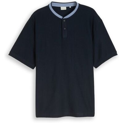 TOM TAILOR Herren Plus Size - Poloshirt mit Stehkragen, blau, Uni, Gr. 2XL TOM TAILOR Herren Plus Size - Poloshirt mit Stehkragen, blau, Uni, Gr. 2XL
