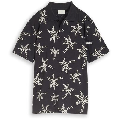 TOM TAILOR Jungen Poloshirt mit Muster, grau, Palmenprint, Gr. 164 TOM TAILOR Jungen Poloshirt mit Muster, grau, Palmenprint, Gr. 164