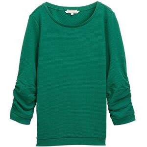 TOM TAILOR DENIM Damen Sweatshirt mit Raffungen, grün, Uni, Gr. XS TOM TAILOR DENIM Damen Sweatshirt mit Raffungen, grün, Uni, Gr. XS