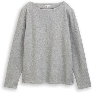 TOM TAILOR Damen Soft-Touch Sweatshirt mit Knopf-Details, grau, Meliert, Gr. M TOM TAILOR Damen Soft-Touch Sweatshirt mit Knopf-Details, grau, Meliert, Gr. M