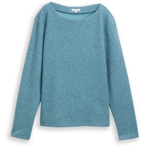 TOM TAILOR Damen Soft-Touch Sweatshirt mit Knopf-Details, blau, Meliert, Gr. S TOM TAILOR Damen Soft-Touch Sweatshirt mit Knopf-Details, blau, Meliert, Gr. S