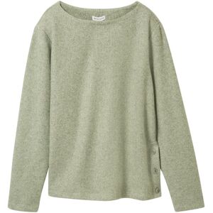TOM TAILOR Damen Soft-Touch Sweatshirt mit Knopf-Details, grün, Meliert, Gr. XS TOM TAILOR Damen Soft-Touch Sweatshirt mit Knopf-Details, grün, Meliert, Gr. XS