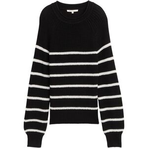 TOM TAILOR DENIM Damen Strickpullover mit leichten Ballonärmeln, schwarz, Gestreift, Gr. S TOM TAILOR DENIM Damen Strickpullover mit leichten Ballonärmeln, schwarz, Gestreift, Gr. S