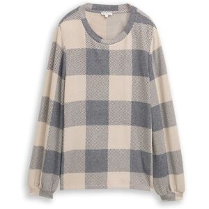 TOM TAILOR Damen Langarmshirt mit Muster, schwarz, Kariert, Gr. XXXL TOM TAILOR Damen Langarmshirt mit Muster, schwarz, Kariert, Gr. XXXL