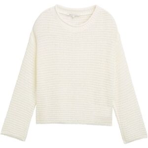 TOM TAILOR DENIM Damen Pullover mit Lochmuster, weiß, Uni, Gr. XXL TOM TAILOR DENIM Damen Pullover mit Lochmuster, weiß, Uni, Gr. XXL