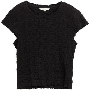 TOM TAILOR DENIM Damen Cropped Crinkle Bluse, schwarz, Uni, Gr. M TOM TAILOR DENIM Damen Cropped Crinkle Bluse, schwarz, Uni, Gr. M