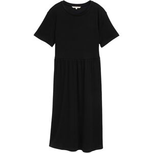 TOM TAILOR DENIM Damen Jersey Midi-Kleid, schwarz, Uni, Gr. M TOM TAILOR DENIM Damen Jersey Midi-Kleid, schwarz, Uni, Gr. M