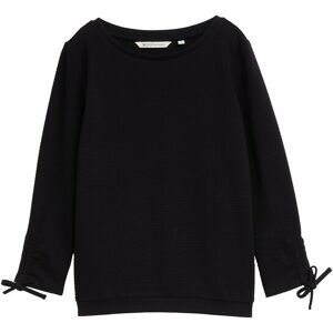 TOM TAILOR DENIM Damen Slim Fit Sweatshirt mit Raffärmeln, schwarz, Uni, Gr. S TOM TAILOR DENIM Damen Slim Fit Sweatshirt mit Raffärmeln, schwarz, Uni, Gr. S