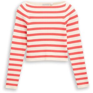 TOM TAILOR Mädchen Cropped Ripp Pullover mit Streifenmuster, rot, Gestreift, Gr. 164 TOM TAILOR Mädchen Cropped Ripp Pullover mit Streifenmuster, rot, Gestreift, Gr. 164