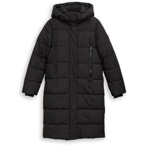 TOM TAILOR Damen Puffer-Mantel mit abnehmbarer Kapuze, schwarz, Uni, Gr. M TOM TAILOR Damen Puffer-Mantel mit abnehmbarer Kapuze, schwarz, Uni, Gr. M