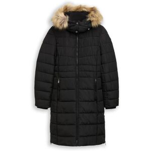TOM TAILOR Damen Puffer-Mantel mit abnehmbarer Kapuze, schwarz, Uni, Gr. L TOM TAILOR Damen Puffer-Mantel mit abnehmbarer Kapuze, schwarz, Uni, Gr. L