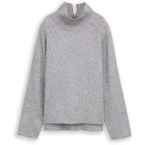 TOM TAILOR Damen Loose Fit Strickpullover mit Stehkragen, grau, Meliert, Gr. M TOM TAILOR Damen Loose Fit Strickpullover mit Stehkragen, grau, Meliert, Gr. M