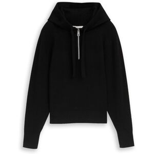 TOM TAILOR DENIM Damen Hoodie Strickpullover mit Reißverschluss, schwarz, Uni, Gr. XS TOM TAILOR DENIM Damen Hoodie Strickpullover mit Reißverschluss, schwarz, Uni, Gr. XS